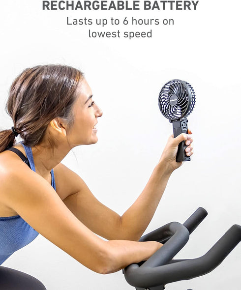 HOLMES 4" Portable, Handheld, Personal or Desk Fan, 3 Speeds, Rechargeable battery, USB-C Charging Cable, 180° Adjustable Head, Lightweight, Compa...