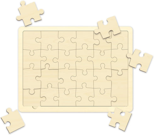 Blank Puzzle with 24 Pieces, Each Piece is Unique, Blank Wooden Jigsaw Puzzles with Puzzle Tray for Crafts & DIY, Make Your Own Puzzle 11.7x8.8 In...