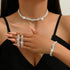 Unicra Wedding Jewelry Sets Silver Rhinestone Necklace Earrings Bracelet Sets Prom Jewelry Accessories for Women and Brides...