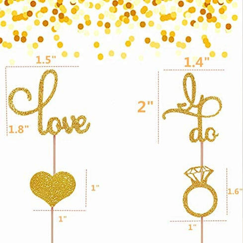 JeVenis Set of 44 Wedding Cupcake Toppers Diamond Ring Cupcake Toppers I Do Cupcake Topper for Wedding Engagement Bridal Shower Decorations...