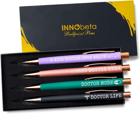 InnoBeta Doctor Gifts for Women, Ballpoint Pen Set of 4, Funny Inspirational Pen, Office Tools for Doctor, Med School Students...