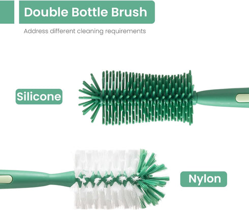 5-in-1 Baby Bottle Brush Set, Bottle Brush for Baby, Baby Bottle Scrubber, Including Silicone & Nylon Bottle Brush, Bottle Cap Brush, Straw Brush,...