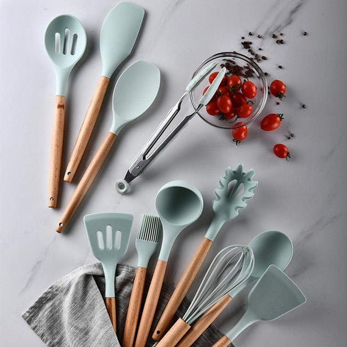Pasta Server, Silicone Cooking Kitchen Utensil Natural Wood Handle BPA Free Non Toxic Cookware Spaghetti Spoon...