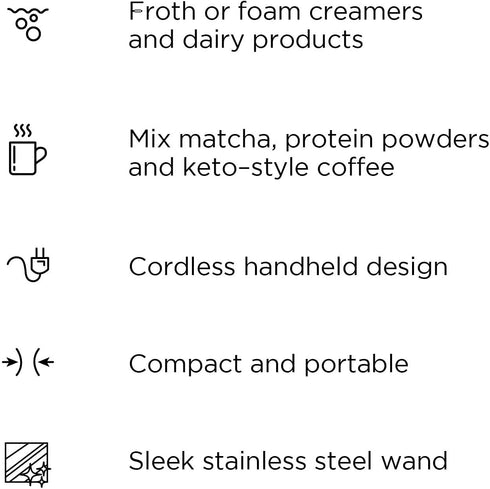 Chefman Handheld Electric Milk Frother Create Foam for Coffee, Cappuccinos, & Lattes, Mix Matcha & Protein Powder, Cordless & Compact, Stainless S...