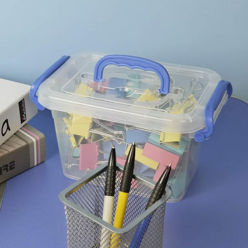 Morcte 1.5 L Mini Plastic Storage Bin, Clear Small Latch Box, Pack of 6...