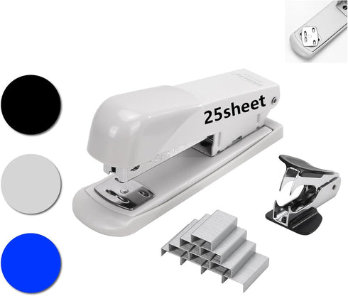 Office Stapler for Desk with Staples,25 Sheet Capacity Incorporate Standard Staples,Staple,Remover Set for Classroom Desktop Teacher(Gray)...