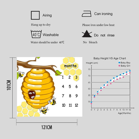 Honeycomb Bee Baby Monthly Milestone Blanket 48x40in Nursery Newmom Gifts Age Growth Tracker with Bonus Marker LHFS835...
