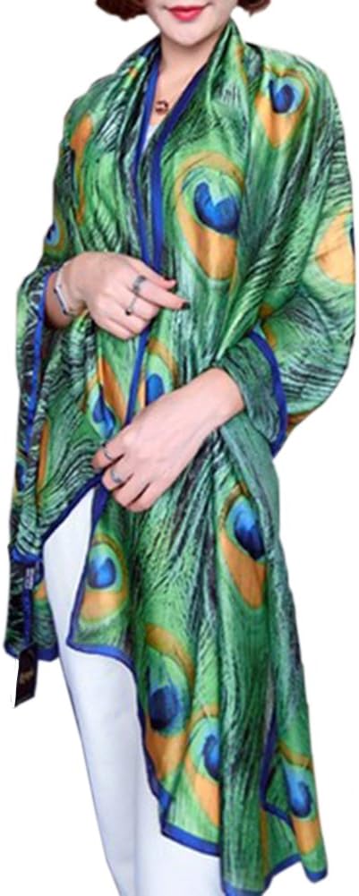 X&F Women's Fashion Peacock Feather Prints Long Scarf Summer Wrap Shawls...