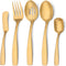 O.C.E. 5-Piece Matte Gold Serving Flatware Silverware Set, Utensil Set of Stainless Steel, Satin Finish, Hostess Tableware Serving Set, Dishwasher...