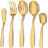 O.C.E. 5-Piece Matte Gold Serving Flatware Silverware Set, Utensil Set of Stainless Steel, Satin Finish, Hostess Tableware Serving Set, Dishwasher...