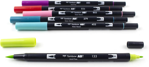 Tombow 56211 Dual Brush Pen Art Markers, Tropical, 6-Pack. Blendable, Brush and Fine Tip Markers...