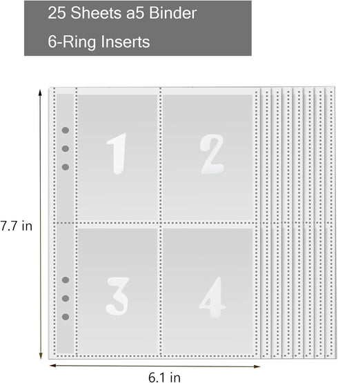 25 Sheets 100 Envelopes Money Saving Challenge a5 Binder 6-Ring Inserts for Replacement, Number 1-100 Money Bags for Cash Stuffing (Font A)...