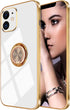 Omorro iPhone 12 Mini Ring Holder Case with 360 Rotation Kickstand, Glitter Plating, Rose Gold Edge, Magnetic Car Mount, Slim Soft Case for Women ...