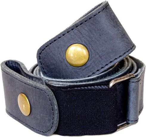 Hide & Drink, Buckle Free Leather Belt / (1.5 in.) Wide/Stretch/Adjustable/Comfortable, Handmade :: Charcoal Black...