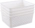 Gloreen White Plastic Basket, 8 Quart Weave Storage Baskets, 4 Packs...