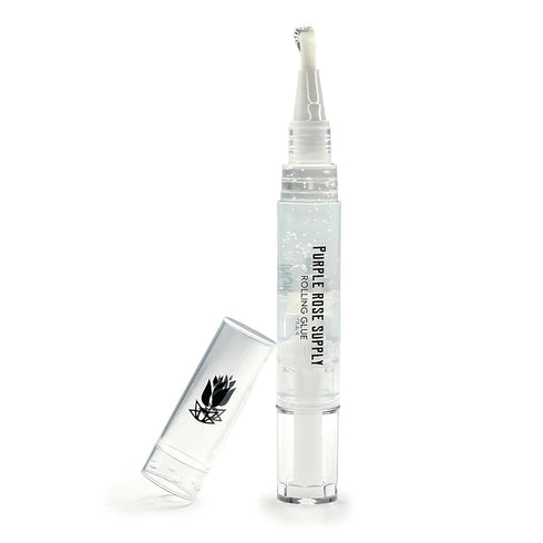 Purple Rose Supply Rolling Glue – 4ml Glue Pen with Brush Applicator – Natural Plant Cellulose – Spit-Free Rolling Alternative – Glue Stick...