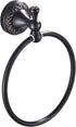 Oil Rubble Bronze Brass Bath Towel Ring, Wall Mounted Black Bathroom Hardware Accessories, Pattern Carving Design...