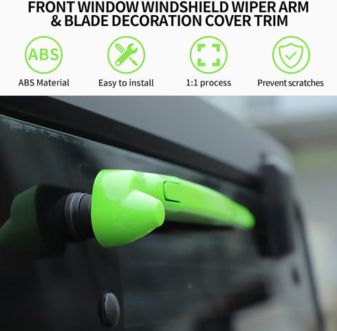 Rear Window Windshield Wiper Arm Blade Decoration Cover Trim for 2007-2018 Jeep Wrangler JK JKU(Green?...