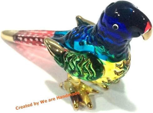 Handmade Mini Blown Glass 2" Parrot Blue Bird Fantasy Collectible Figurine, Dollhouse Gift Ideas, Cool Stuff Decor, Miniature Animals, Cute Tiny O...