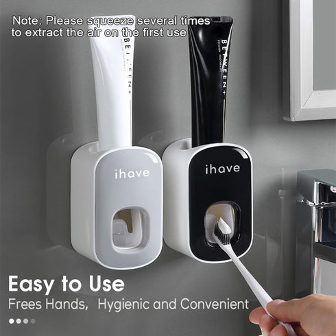 iHave Automatic Toothpaste Dispenser - Smart Bathroom Accessories with Dual-Position Technology and Sturdy Adhesive Strip, Stylish Bathroom Decor ...