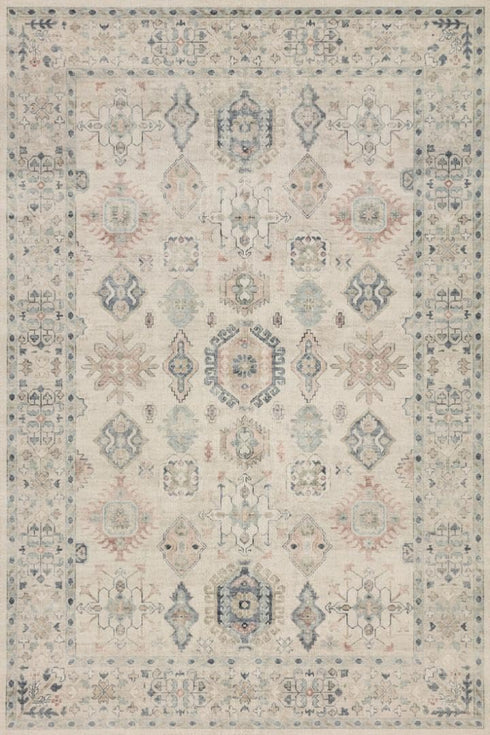 Loloi Hathaway Collection HTH-04 Beige/Multi 2'-6" x 7'-6", .25" Thick Runner Rug, Soft, Durable, Printed, Modern, Low Pile, Non-Shedding, Easy Cl...