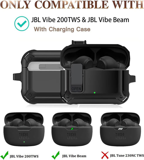for JBL Vibe 200TWS/JBL Vibe Beam Case Cover Lock Clip with Cleaner Kit,Cool JBL Vibe 200TWS Protective Case Cover Men Women with Carabiner Compat...