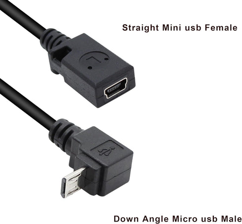 Micro USB to Mini USB Adapter Cable 27CM Up & Down Angle Micro USB Male to Mini USB Female Charging and Data Sync Cord(2Pack)...