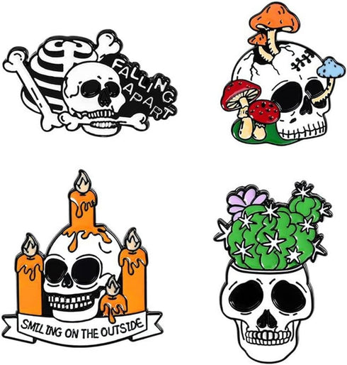 Live Laugh Love Enamel Pin Heart Shape Skeleton Horror Mushroom Flower Skull Badge Brooch Lapel for Jeans Shirt Bag Gothic Jewelry Giftfor friend ...