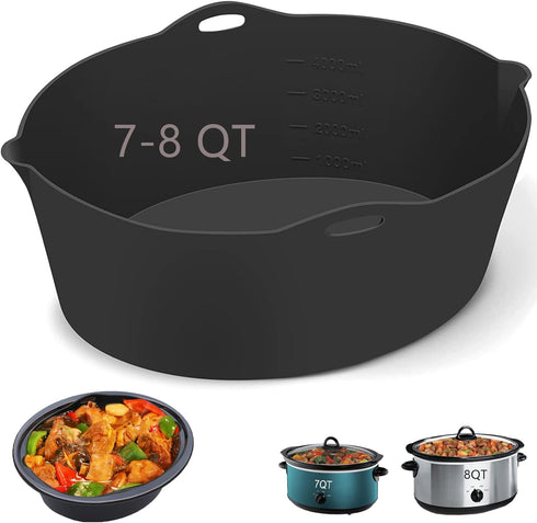 Silicone Liners Fit for Crock Pots/Slow Cookers 7-8 Quart, Slow Cooker Divider Insert Compatible for Crockpot Liner, Reusable/BPA Free/Leakproof/C...