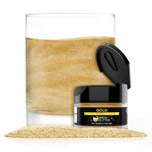 Brew Glitter Gold Edible Drink Glitter 1x 4g Jar for Cocktails, Beer, & Beverages...