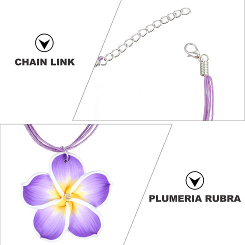 PRETYZOOM Hawaiian Leis 2 Sets Hawaii Theme Jewelry Set Simulation Clay Plumeria Flower Pendant Necklace Earrings Set Summer Beach Party Costume A...