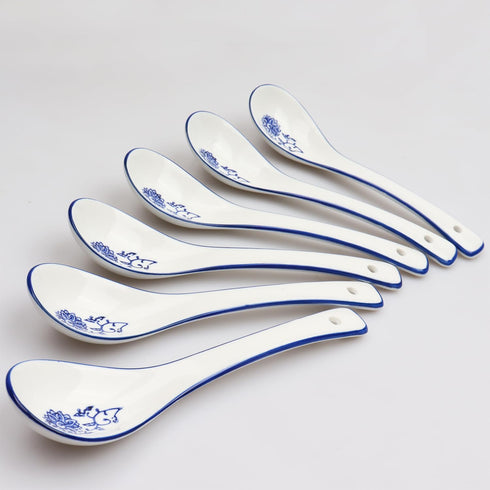 Soup Spoons Ceramic Ramen Spoons Set of 6 Asian Soup Spoons Japanese Soup dumpling Spoon for Ramen Pho Wonton Dumpling Noodles (6pcs)...