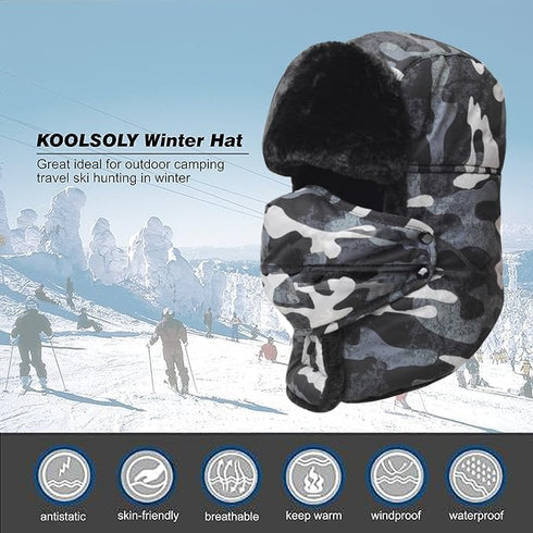 Trooper Trapper Hat,Winter Ski Hat with Winter Ear Flap and Ski Windproof Mask...