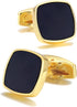 Square Cufflinks for Men Black Cuff Links Black Gold Classic for Wedding Business Groom Best Man...