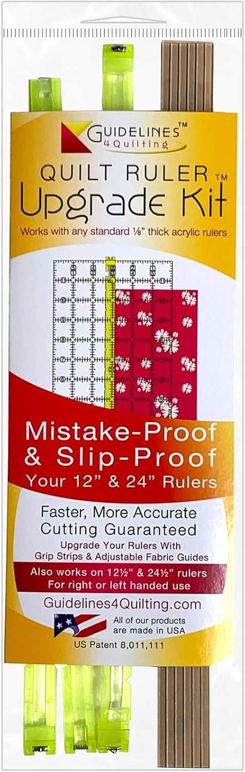 Guidelines4Quilting Quilt Ruler Upgrade Kit for 12 Inch and 24 Inch Rulers, Cut Accurate Strips and Squares Even in 1/8 Inch Increments with No Fa...