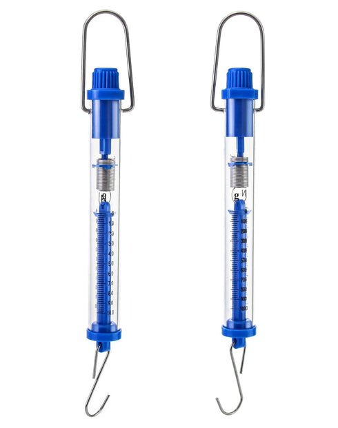QWORK Plastic Tubular Spring Scale - 5 Pack 1000g/10N Capacity, Grams & Newton Calibration, Zeroing Capability, Clear Plastic Body Spring Balance ...