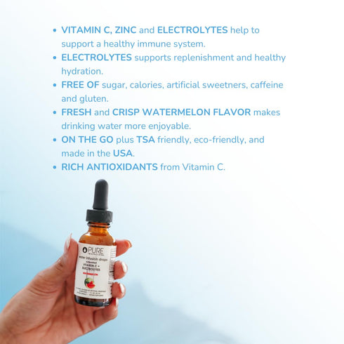 Pure Inventions - Watermelon Water Infusion Drops - Antioxidants, Vitamin C & Electrolytes - Health & Wellness Drink - Immunity Support -Sugar Fre...