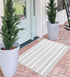 Grey and White Striped Doormat 24'' x 35'' Front Porch Rug Layered Door Mats Machine Washable Indoor Outdoor Rug for Front Porch Hand-Woven Entryw...