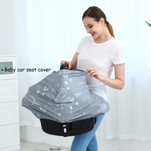 Baby Car Seat Covers – Carseat Canopy Cover, Multipurpose Breastfeeding Cover, Breathable Stroller Covers (Arrows)...