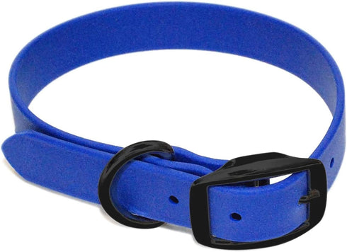 Regal Dog Products Medium Blue Waterproof Dog Collar with Heavy Duty Black Hardware Buckle & D Ring | Vinyl Coated, Adjustable Biothane Dog Collar...