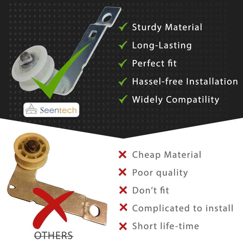 W10837240 Dryer Idler Pulley with Bracket by Seentech - Exact Fit for Whirlpool Kenmore Dryer Replace: 279640 W10118756 W10547290 PS11726337 3387372 3388674, W10118754