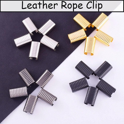 Leather Rope Clip Crimping Cord String Metal Fastener Cord Clamp 3/4" Adjustable Fold Over Crimps End Cap for Leather Cord DIY Making 20mm 120pcs ...