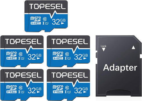 TOPESEL 5-Pack 32GB Micro SD Card Class 10 Micro-SDXC Memory Card UHS-I, High Speed Flash TF Card for Security Camera/Smartphone/Drone/Dash Cam/Ta...