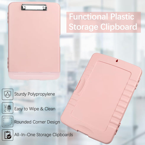 Clipboard with Storage, Plastic Clipboards 8.5x11 with Pen Holder, High Capacity Nursing Clipboard Folder, Side Opening Storage Clip Board for Off...