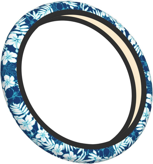 Hawaiian Hibiscus Flower Steering Wheel Cover Non-Slip Auto Steering Wheel Protector Car Accessories Universal Fit 15 Inches for Men Women...