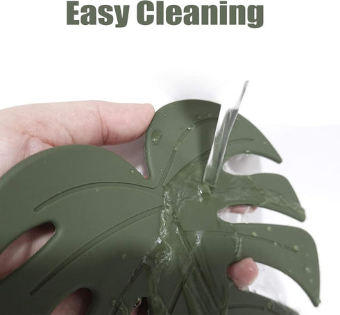 Silicone Trivet Mat Set of 2, Monstera Pot Holders for Hot Pots and Pans, Soft Rubber Multi-Use Trivets for Kitchen Countertops, Tables, Non Slip ...