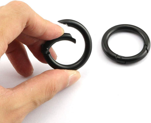 6PCS Alloy O Ring Buckle High-Grade Ornament Hardware Electrophoretic Spring Snap 25mm Black...