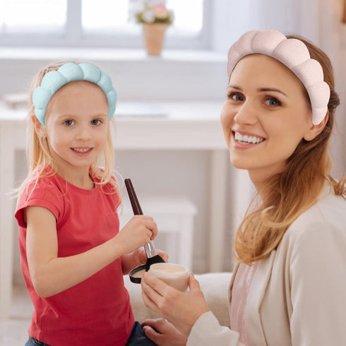 Sponge Spa Headband for Women, Spa Terry Towel Cloth Fabric Head Band with 2PCS Wrist Washband, Soft & Absorbent Material Hair Accessories for Fac...