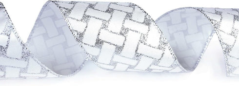Christmas Ribbon Wired, 6 Rolls 2.5 Inch 36 Yard Silver Sheer Glitter Organza Wired Edge Ribbons for Christmas Tree, Gift Wrapping, Assortment Rib...