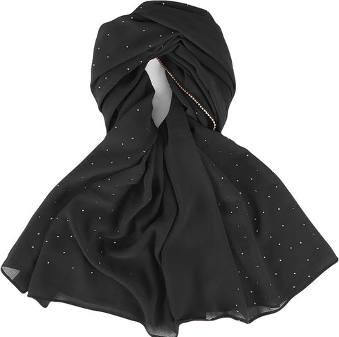 Hijab Scarf for Women Soft Chiffon Rhinestone Long Scarf Shawl Fashion Muslim Hijab Head Wrap Scarves...